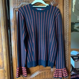 Blue/Red Scoop neck sweater